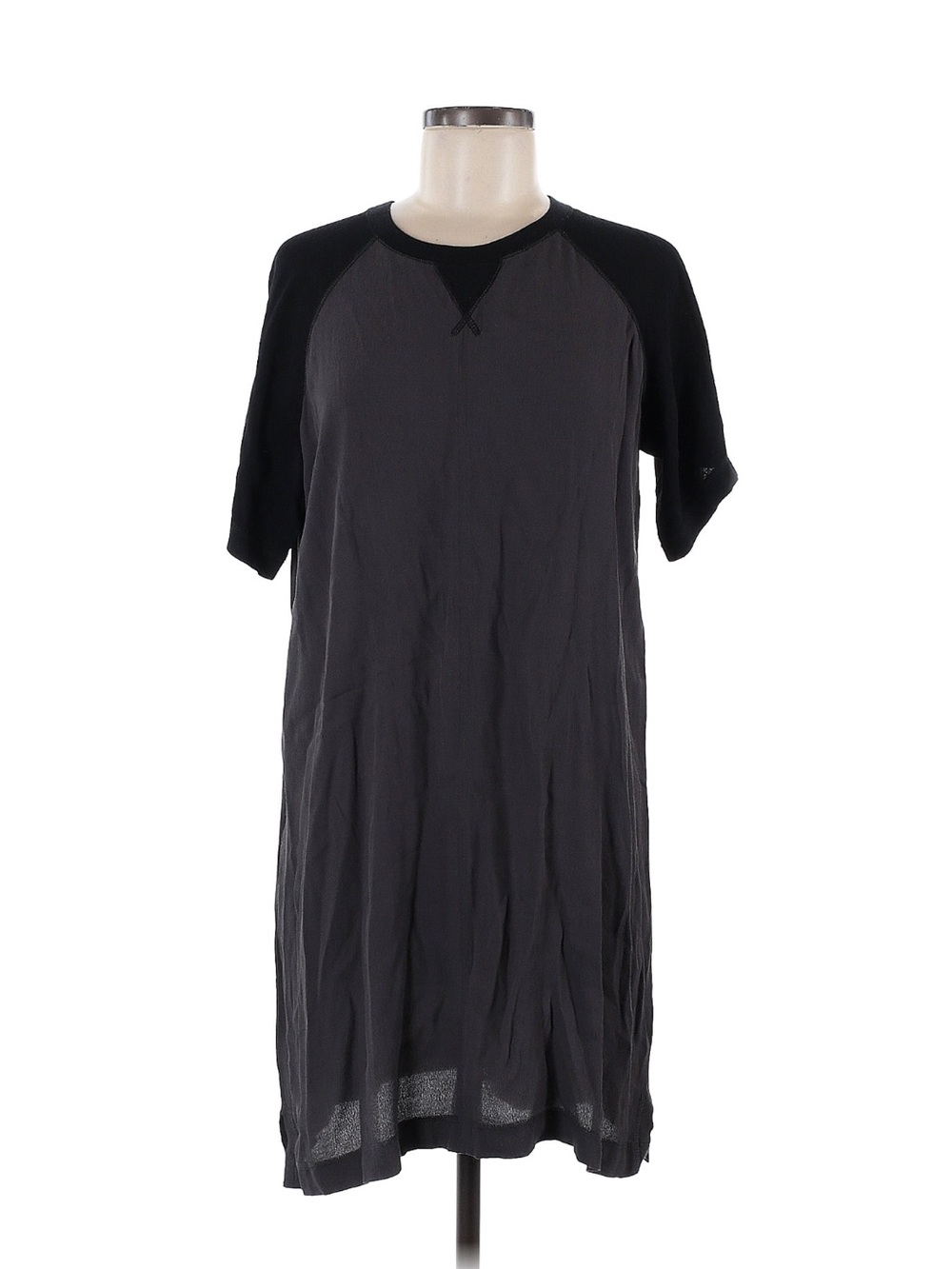 Madewell Charcoal and Black Short-Sleeve Raglan Mini-Dress